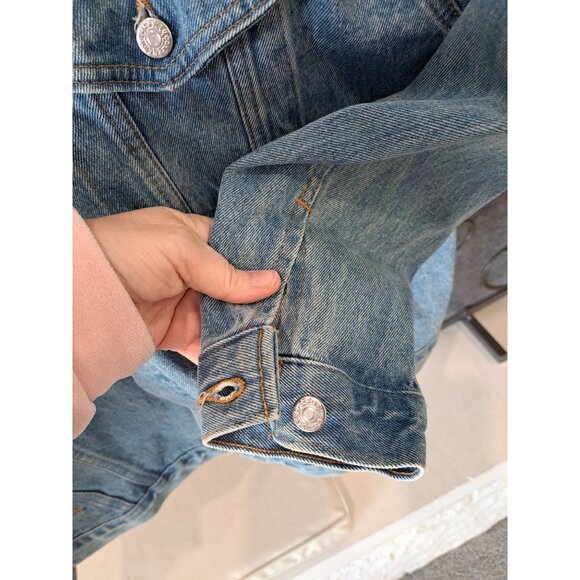 Vintage International Denim Jacket X-Large USA Cotton Embroidered Semi Trucker - Picture 7 of 13